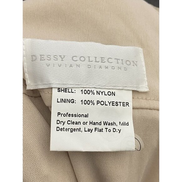 DESSY COLLECTION Cap Sleeve Cowl-back Sequin Gown Front Slit In Rose Gold Sz 6R - Picture 6 of 9